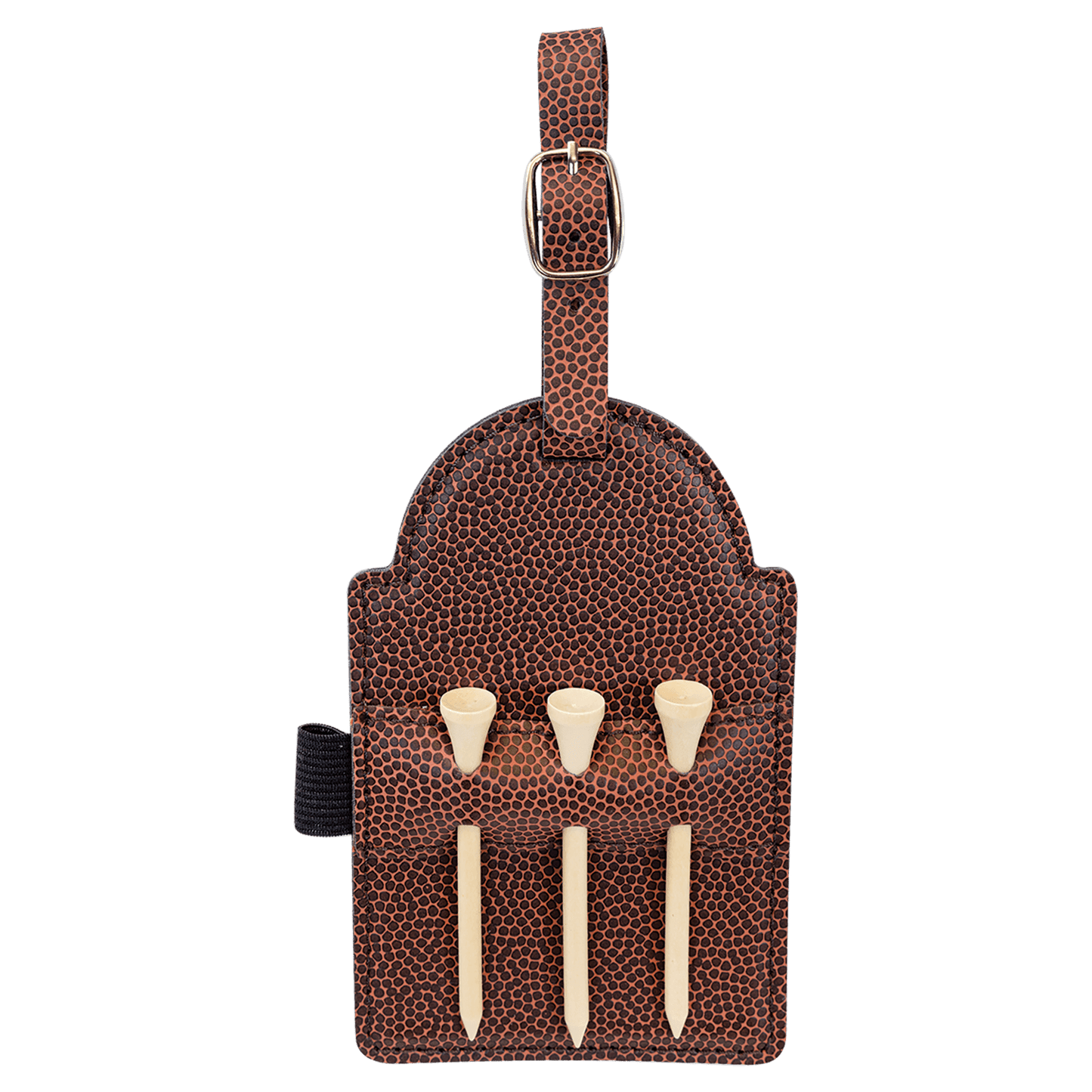 Custom Vegan Leather Golf Bag Tag Holder with 3 Wooden Tees