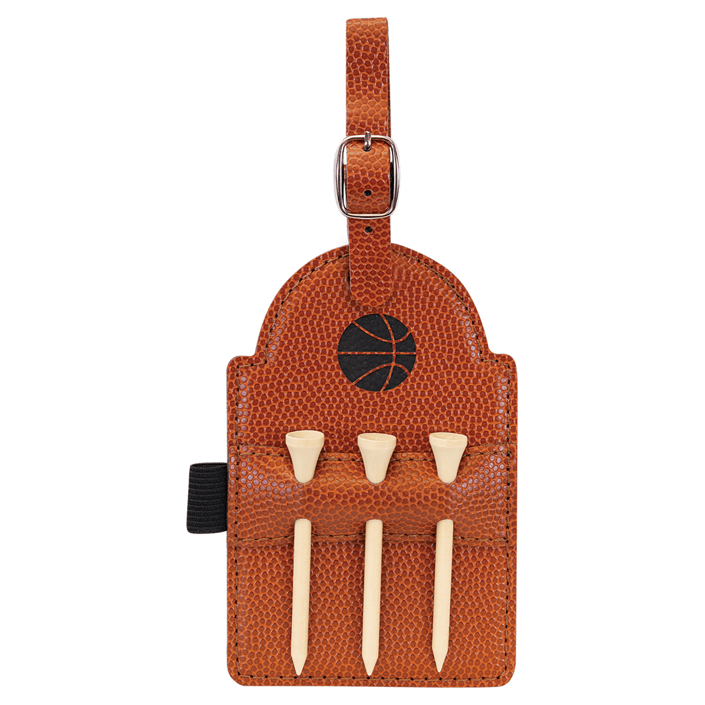 Custom Vegan Leather Golf Bag Tag Holder with 3 Wooden Tees