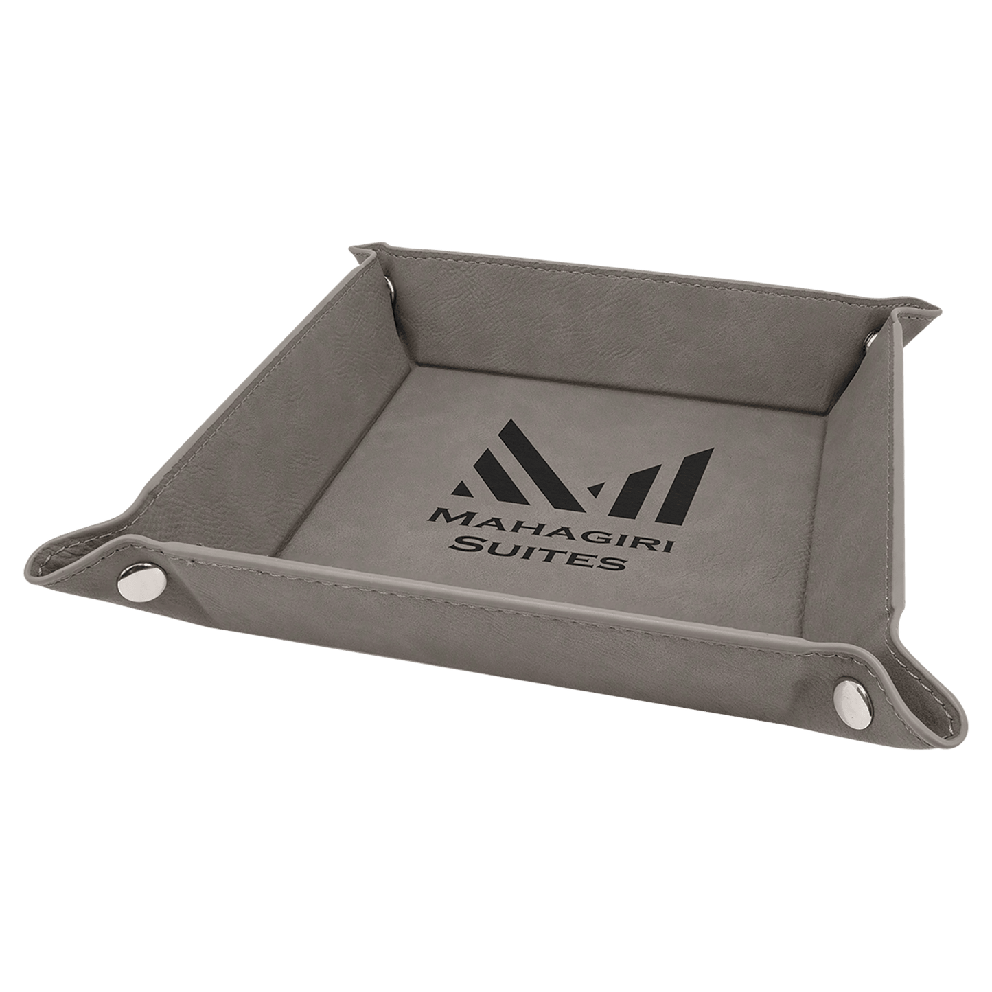 Custom Vegan Leather 6" x 6" Snap Up Tray with Engraved Logo