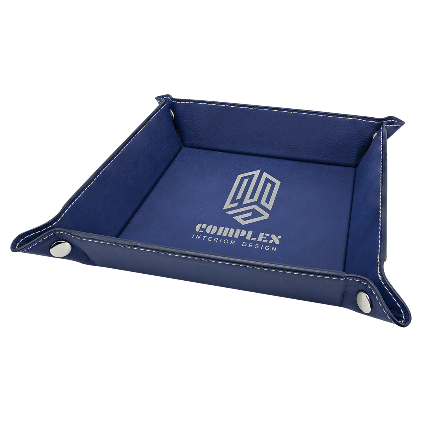 Custom Vegan Leather 6" x 6" Snap Up Tray with Engraved Logo