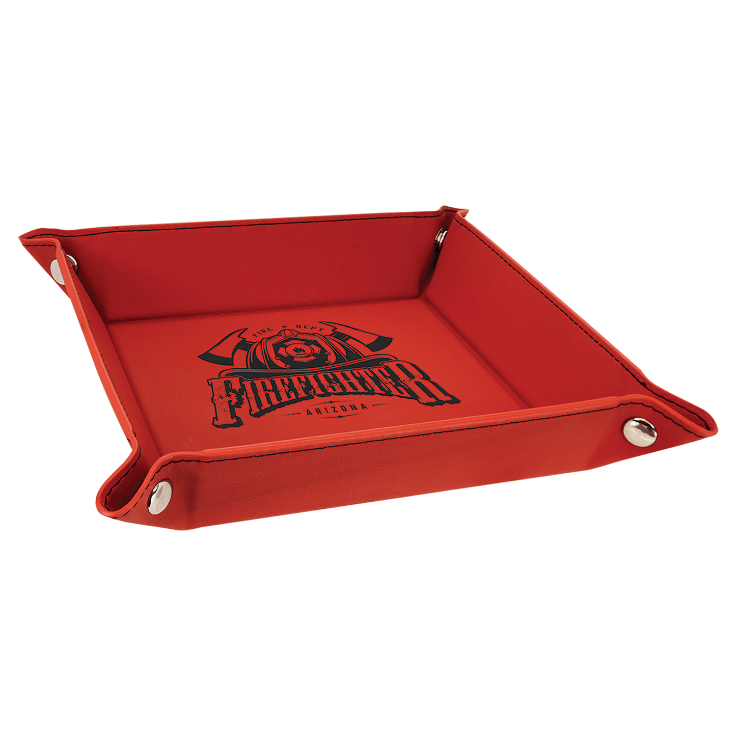 Custom Vegan Leather 6" x 6" Snap Up Tray with Engraved Logo