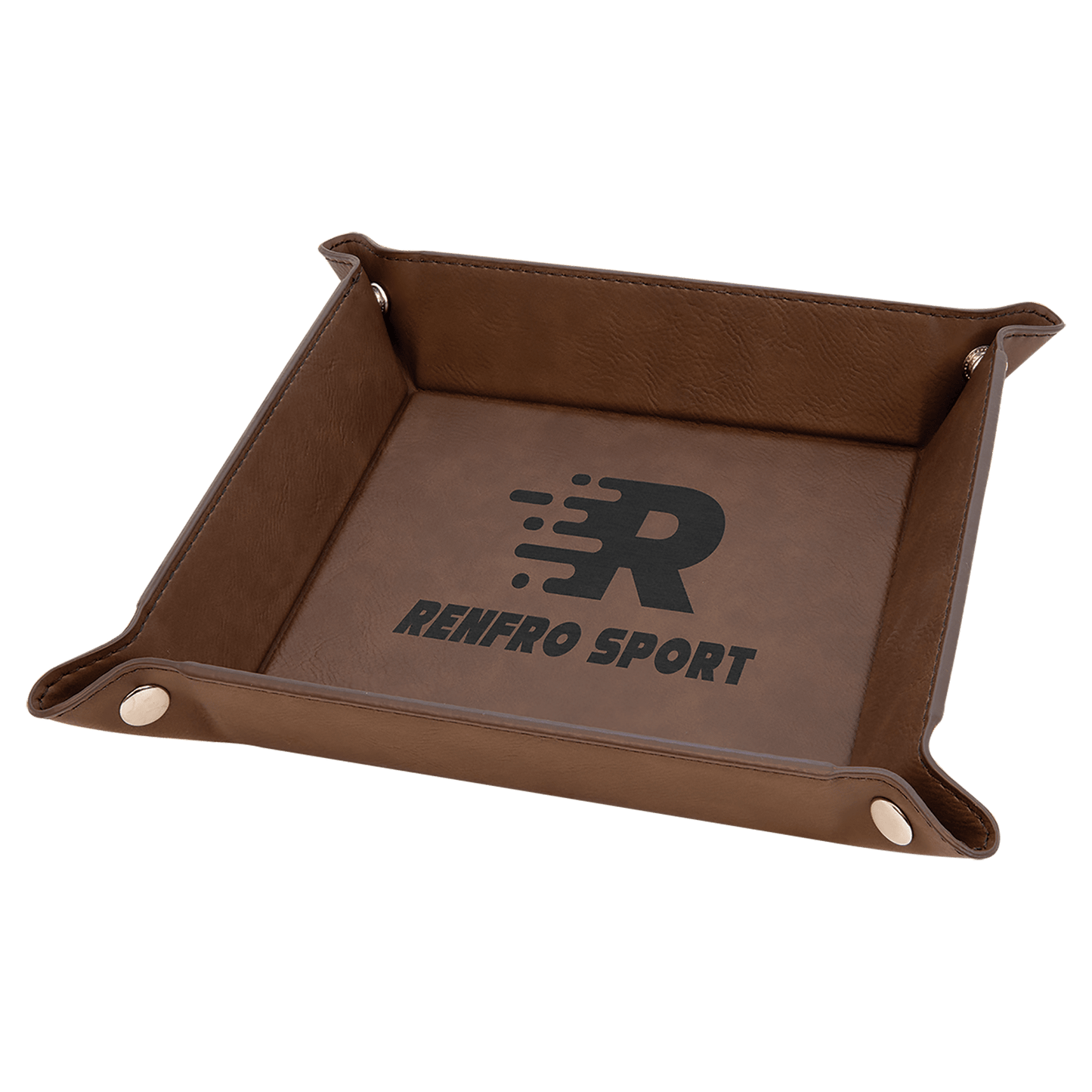 Custom Vegan Leather 6" x 6" Snap Up Tray with Engraved Logo