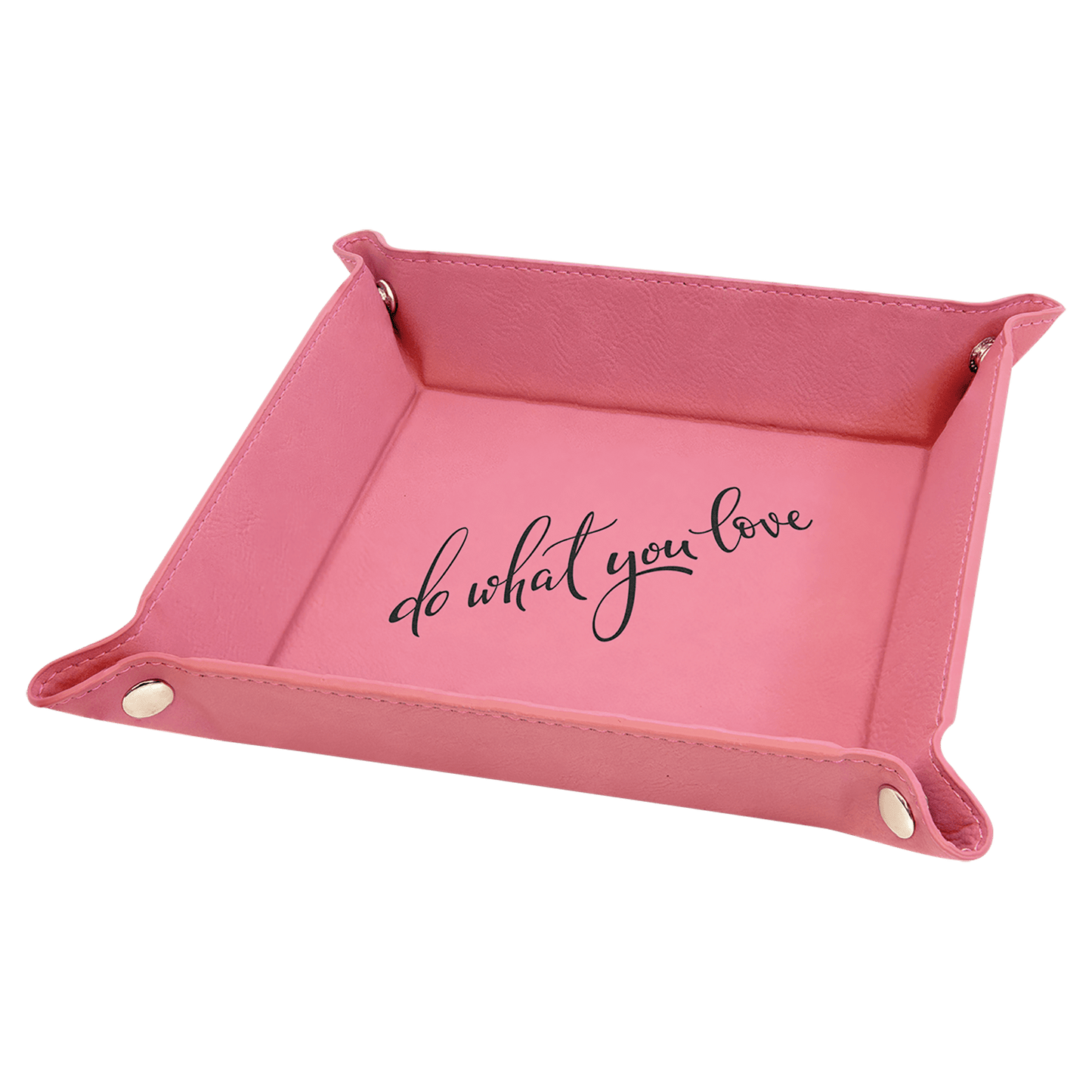 Custom Vegan Leather 6" x 6" Snap Up Tray with Engraved Logo