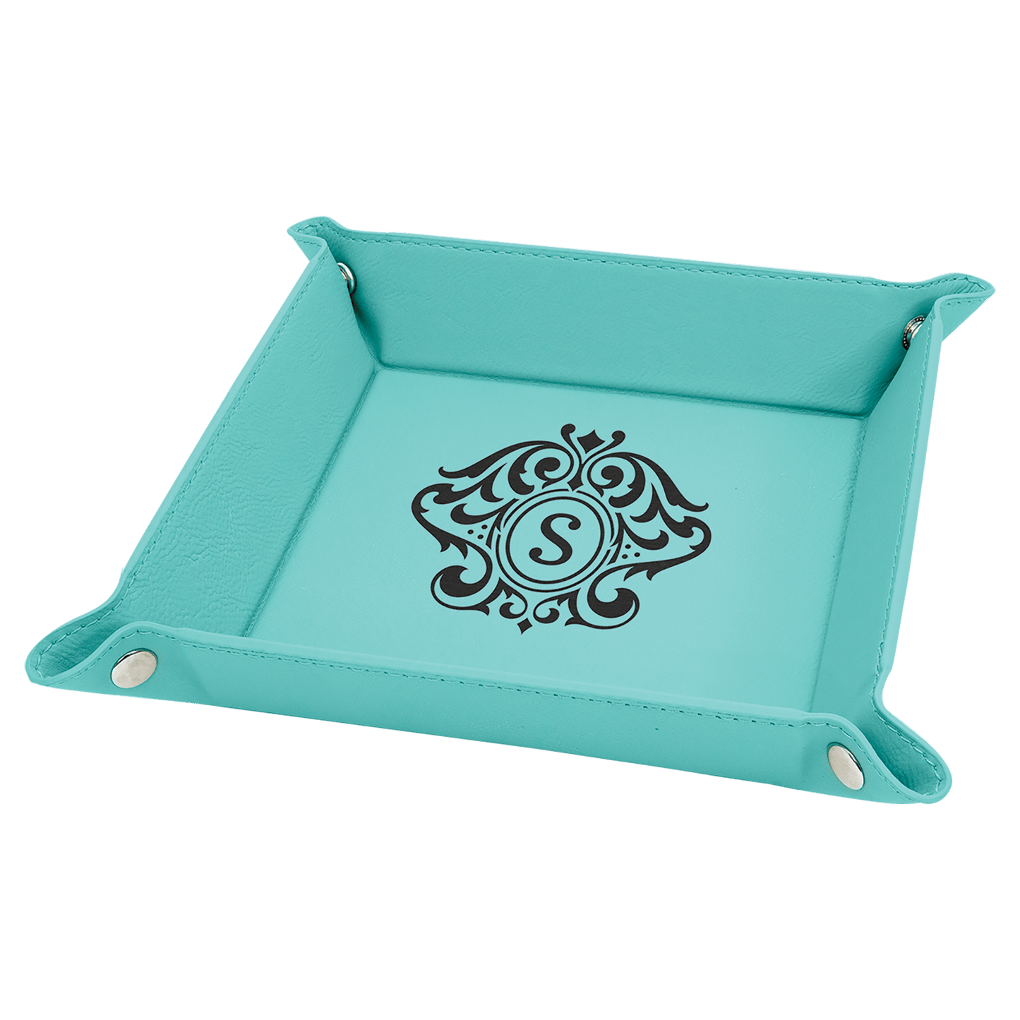 Custom Vegan Leather 6" x 6" Snap Up Tray with Engraved Logo