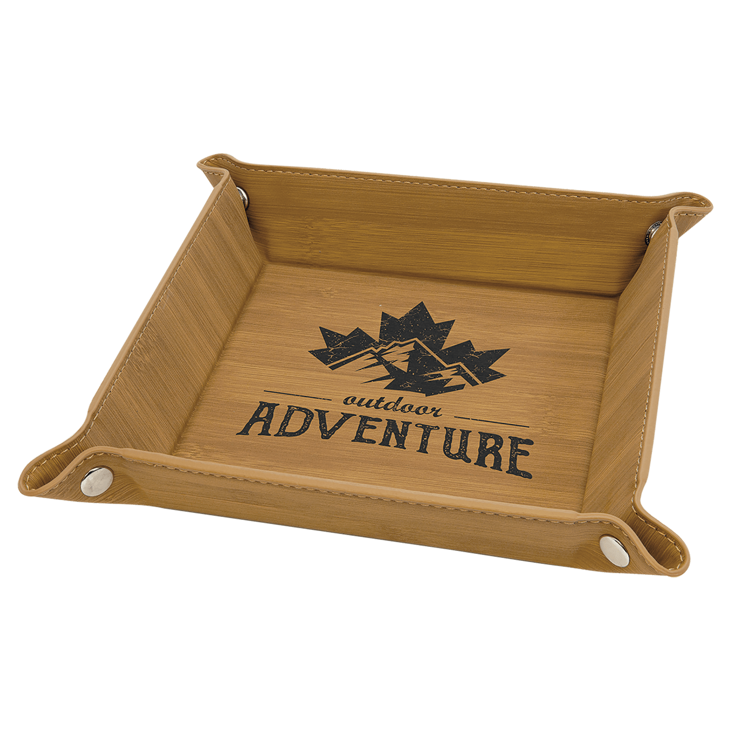 Custom Vegan Leather 6" x 6" Snap Up Tray with Engraved Logo