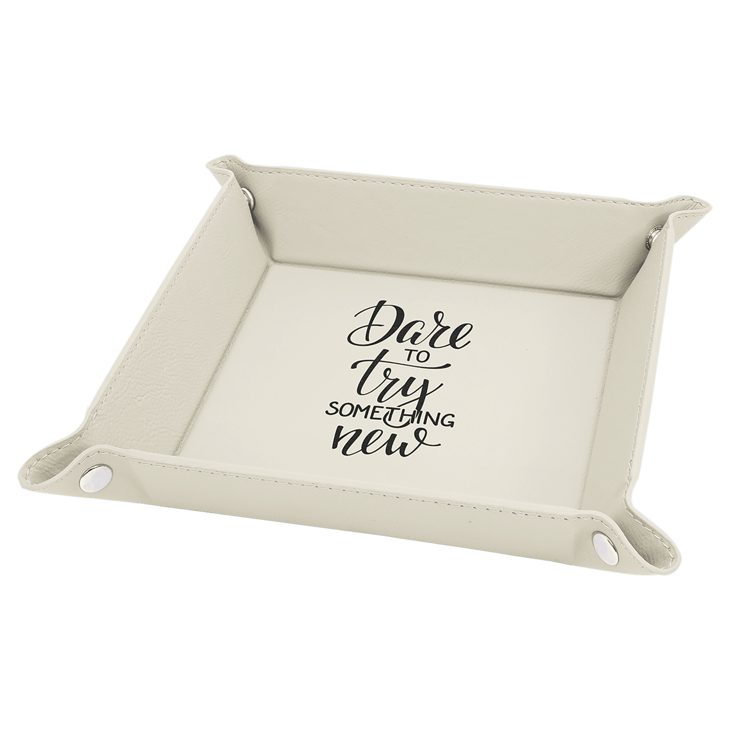 Custom Vegan Leather 6" x 6" Snap Up Tray with Engraved Logo