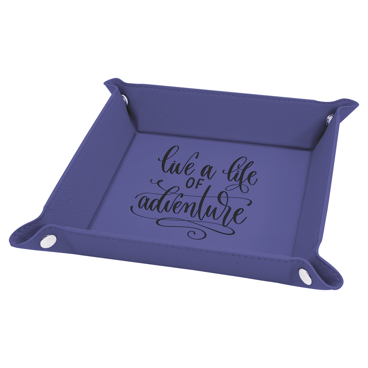 Custom Vegan Leather 6" x 6" Snap Up Tray with Engraved Logo