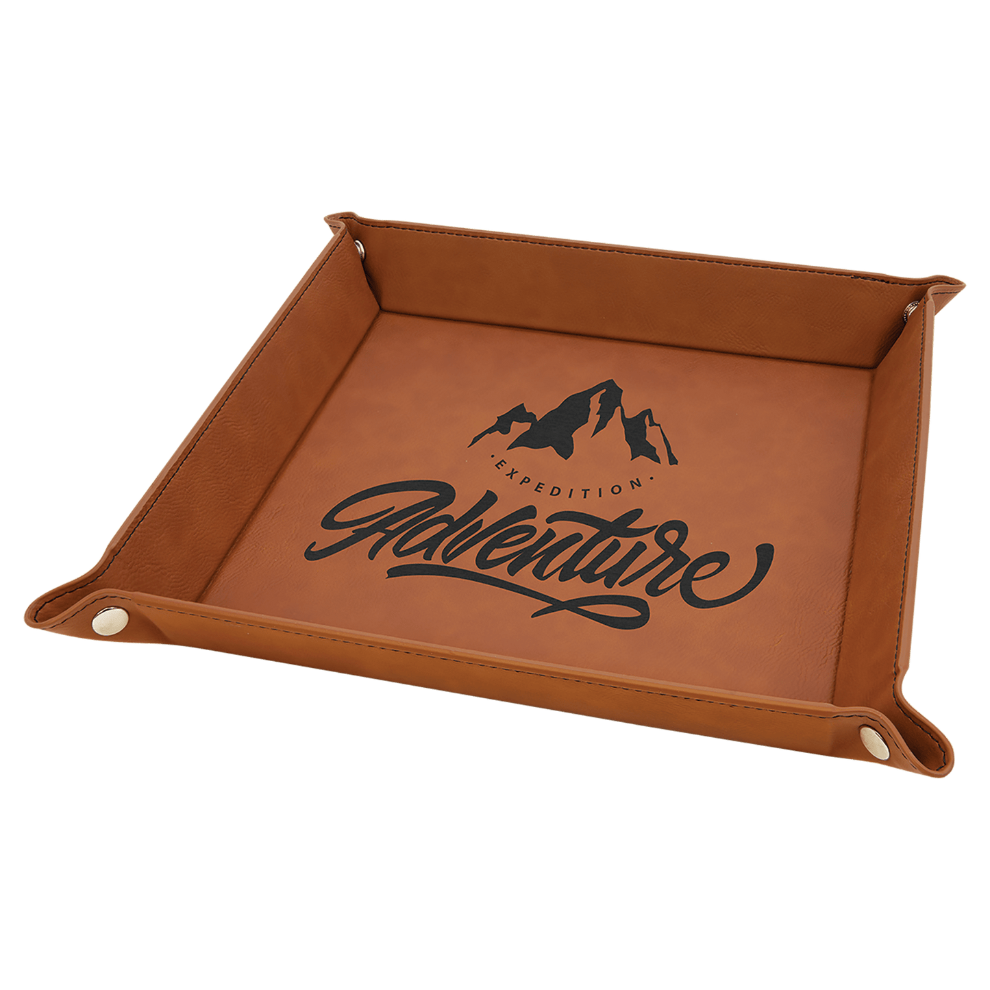 Custom Vegan Leather 9" x 9" Snap Up Tray with Engraved Logo