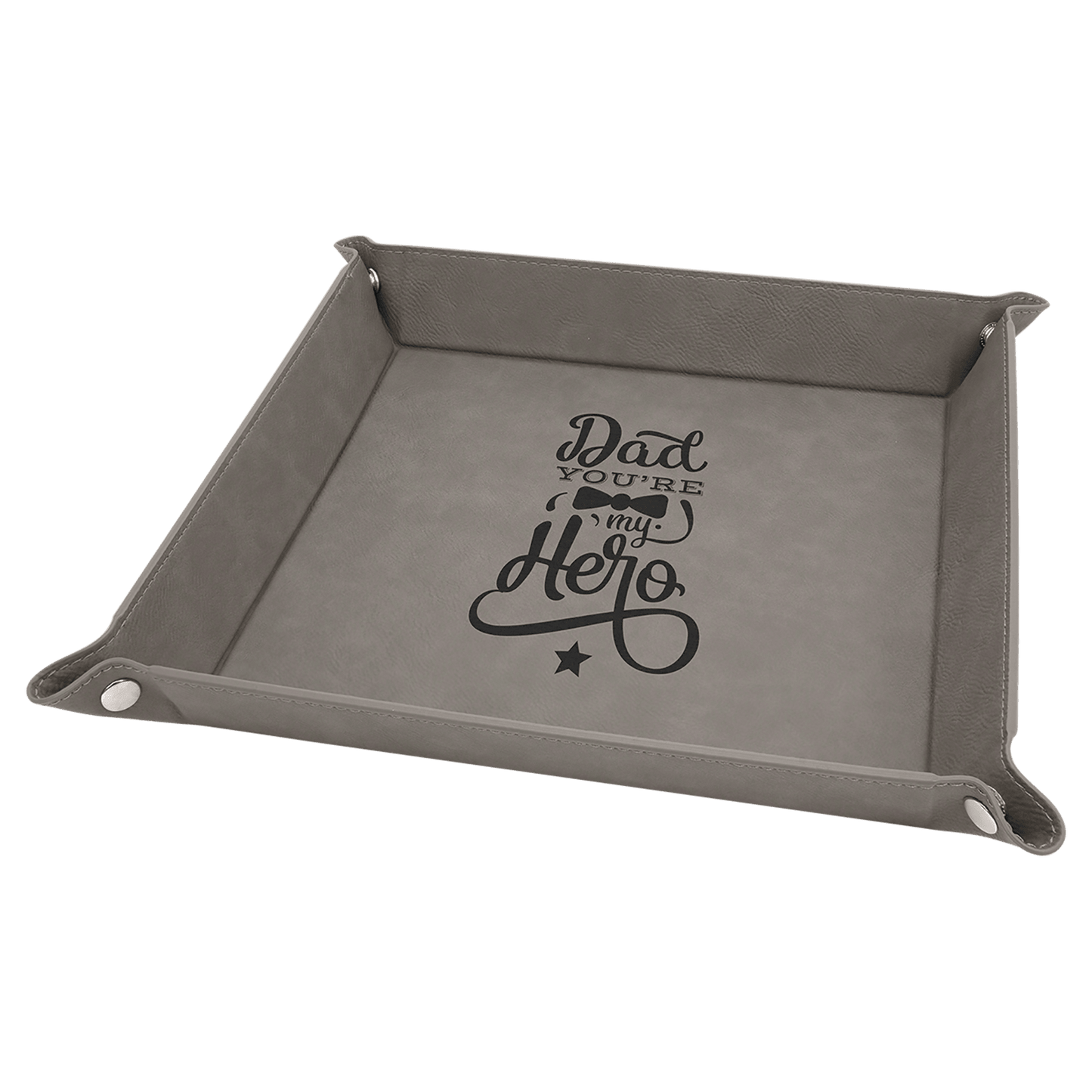 Custom Vegan Leather 9" x 9" Snap Up Tray with Engraved Logo