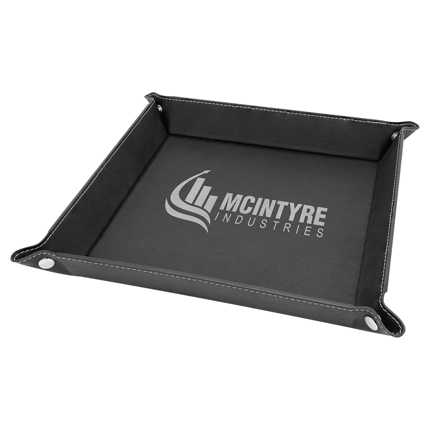 Custom Vegan Leather 9" x 9" Snap Up Tray with Engraved Logo