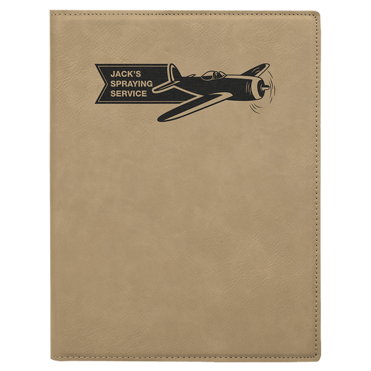 Custom 7" x 9" Vegan Leather Portfolio with Notepad and Engraved Logo