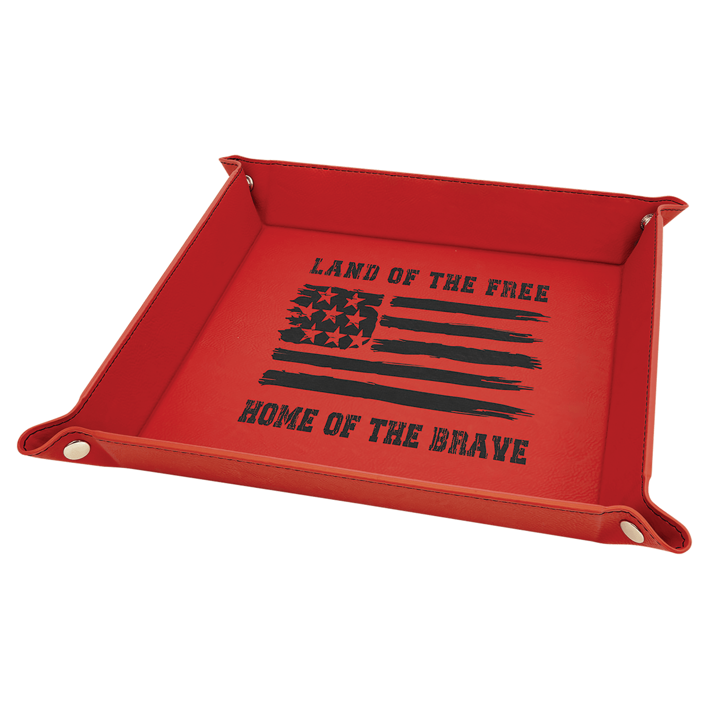 Custom Vegan Leather 9" x 9" Snap Up Tray with Engraved Logo