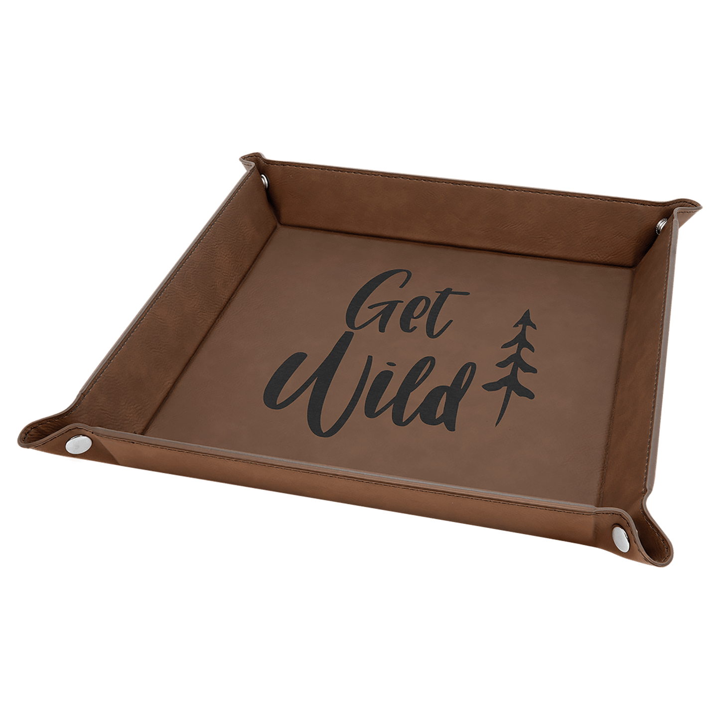 Custom Vegan Leather 9" x 9" Snap Up Tray with Engraved Logo