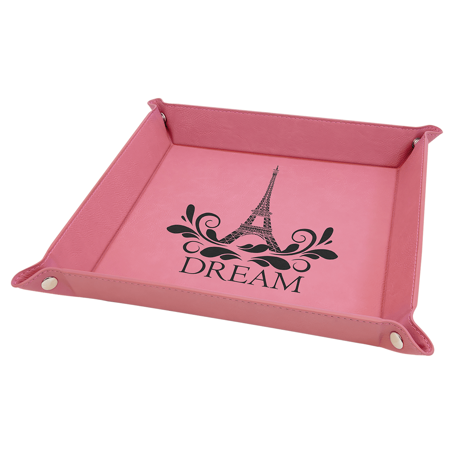 Custom Vegan Leather 9" x 9" Snap Up Tray with Engraved Logo