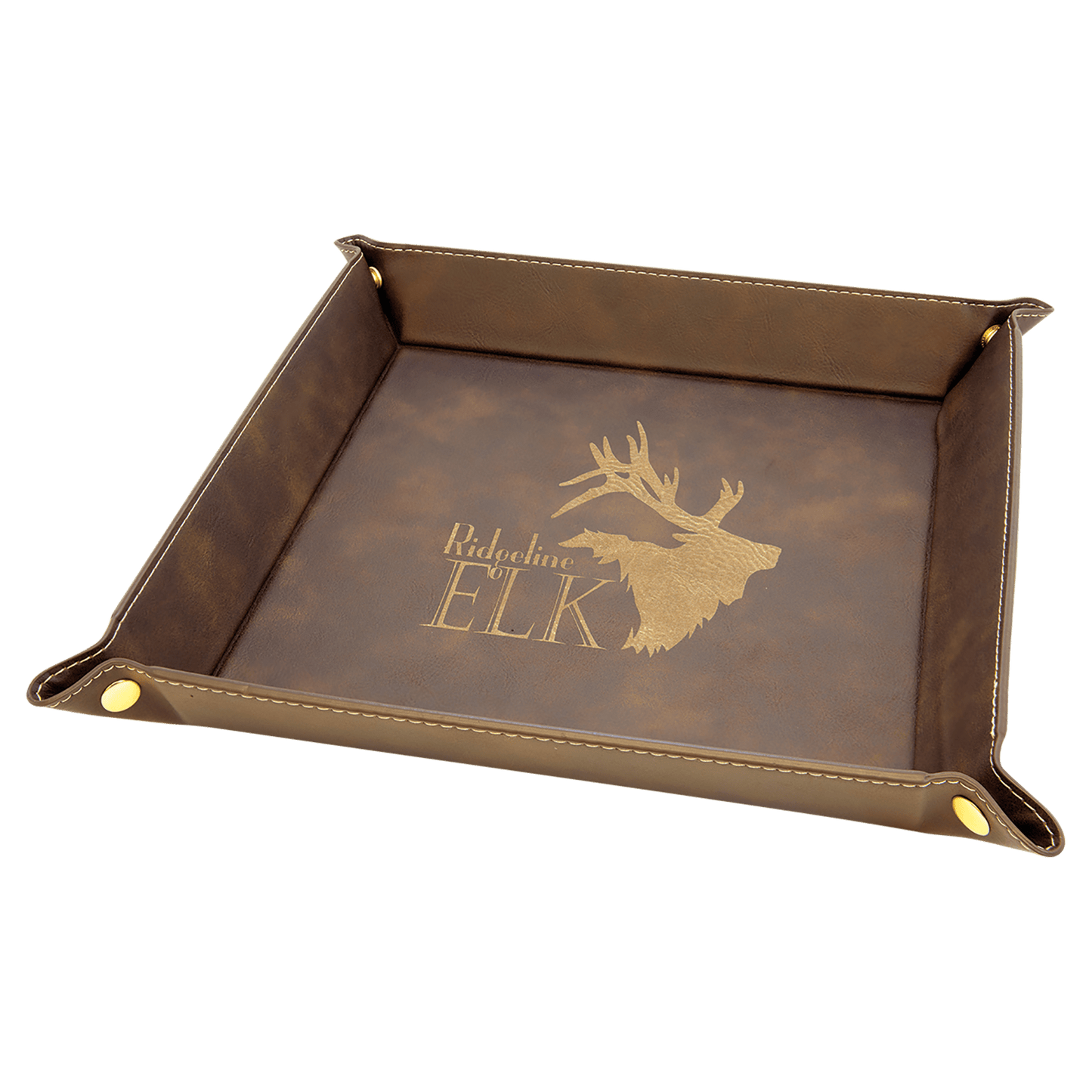Custom Vegan Leather 9" x 9" Snap Up Tray with Engraved Logo