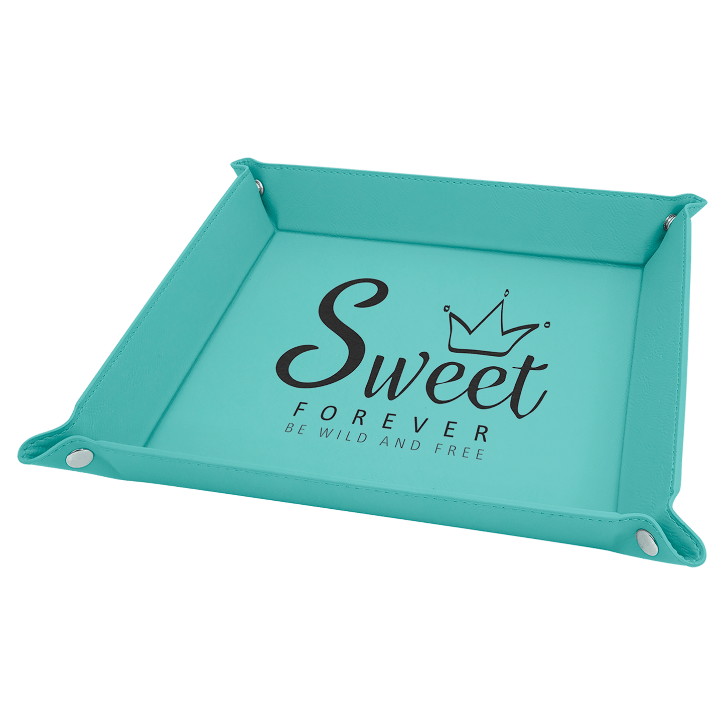 Custom Vegan Leather 9" x 9" Snap Up Tray with Engraved Logo