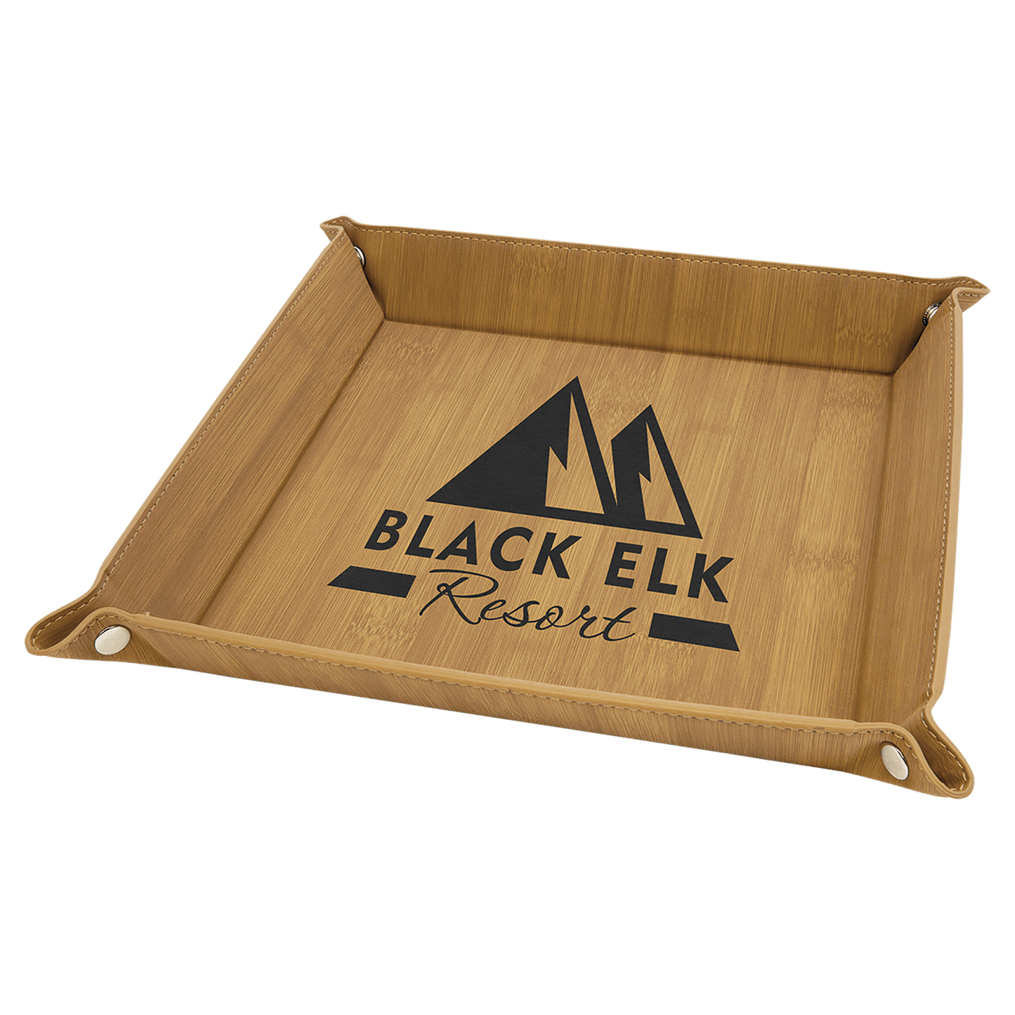 Custom Vegan Leather 9" x 9" Snap Up Tray with Engraved Logo