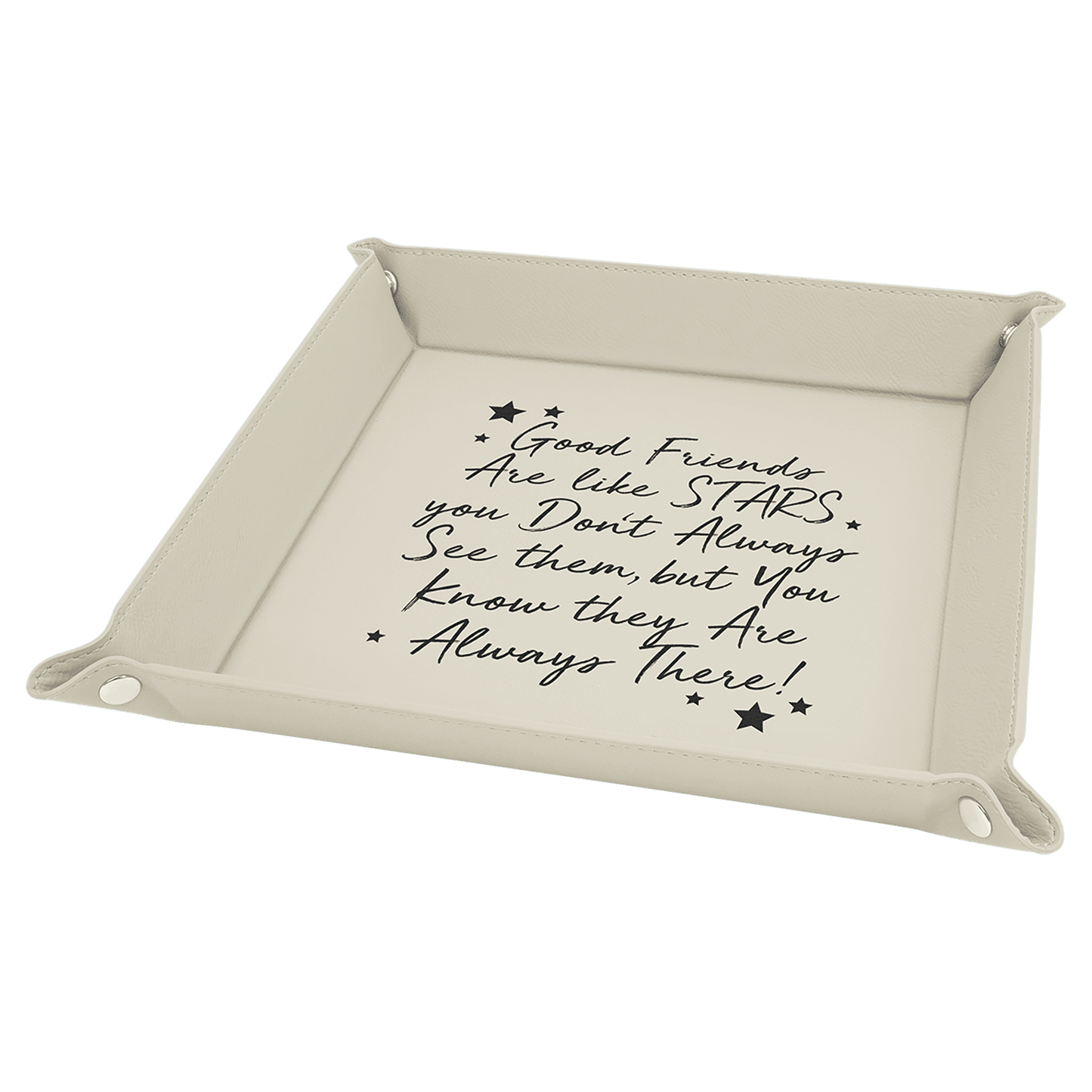 Custom Vegan Leather 9" x 9" Snap Up Tray with Engraved Logo