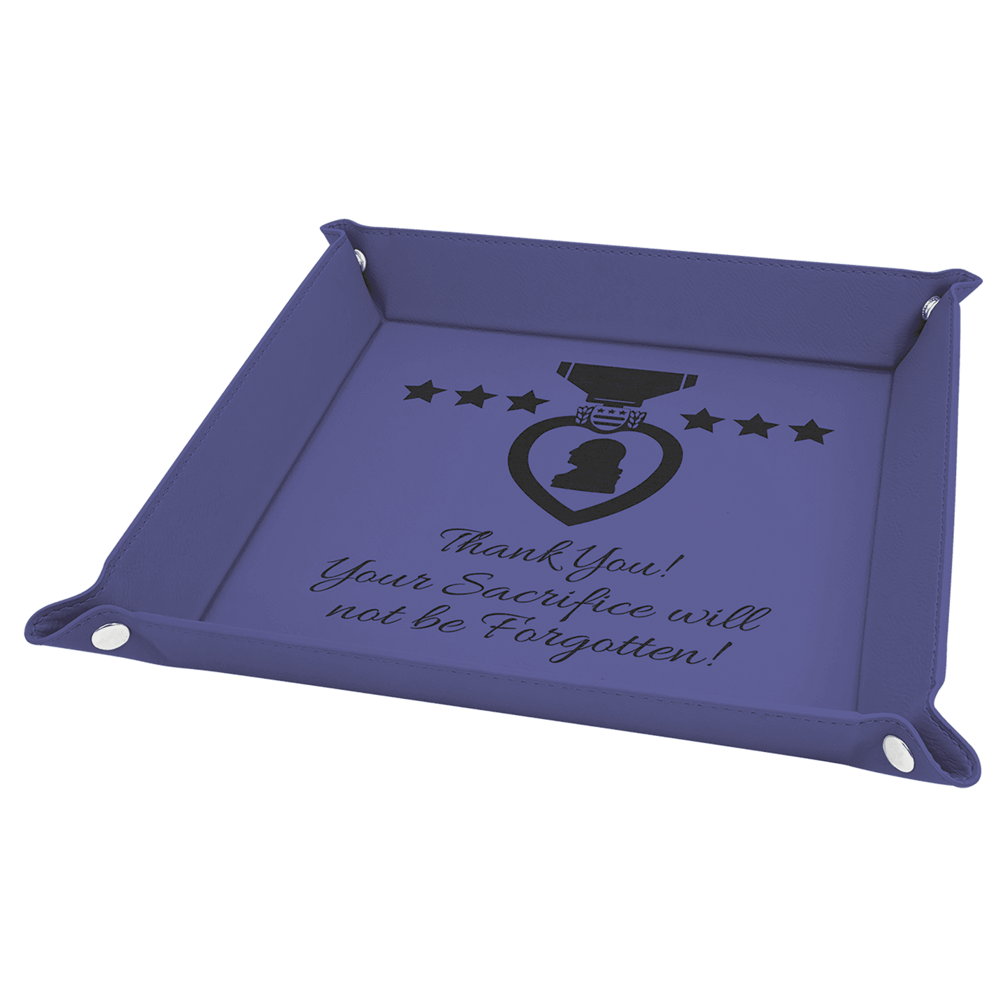 Custom Vegan Leather 9" x 9" Snap Up Tray with Engraved Logo