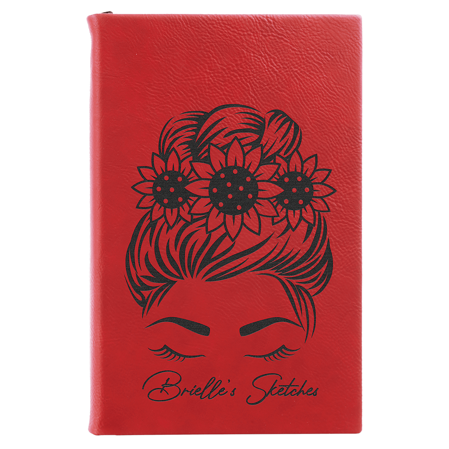 Custom 5 1/4" x 8 1/4" Vegan Leather Sketch Book with Engraved Logo