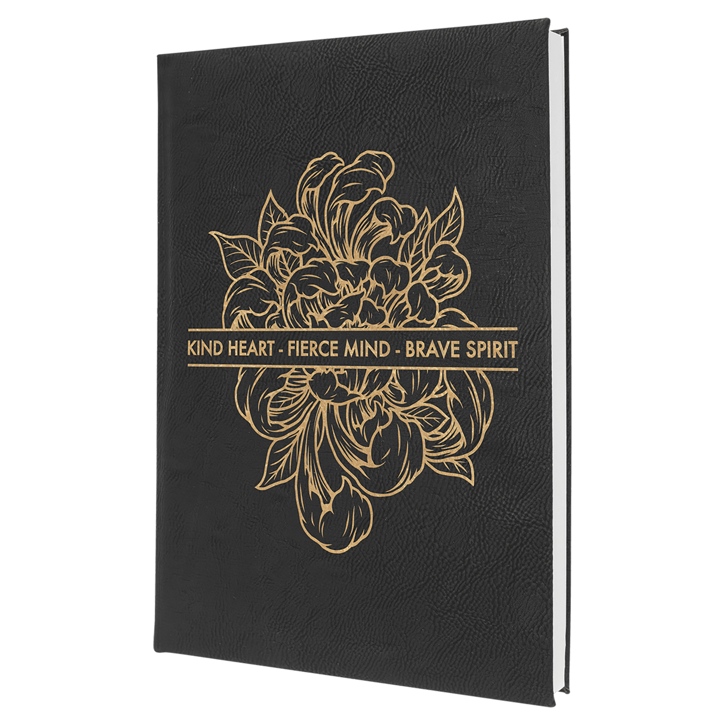 Custom 7" x 9 3/4" Vegan Leather Bound Journal with Notepad and Engraved Logo