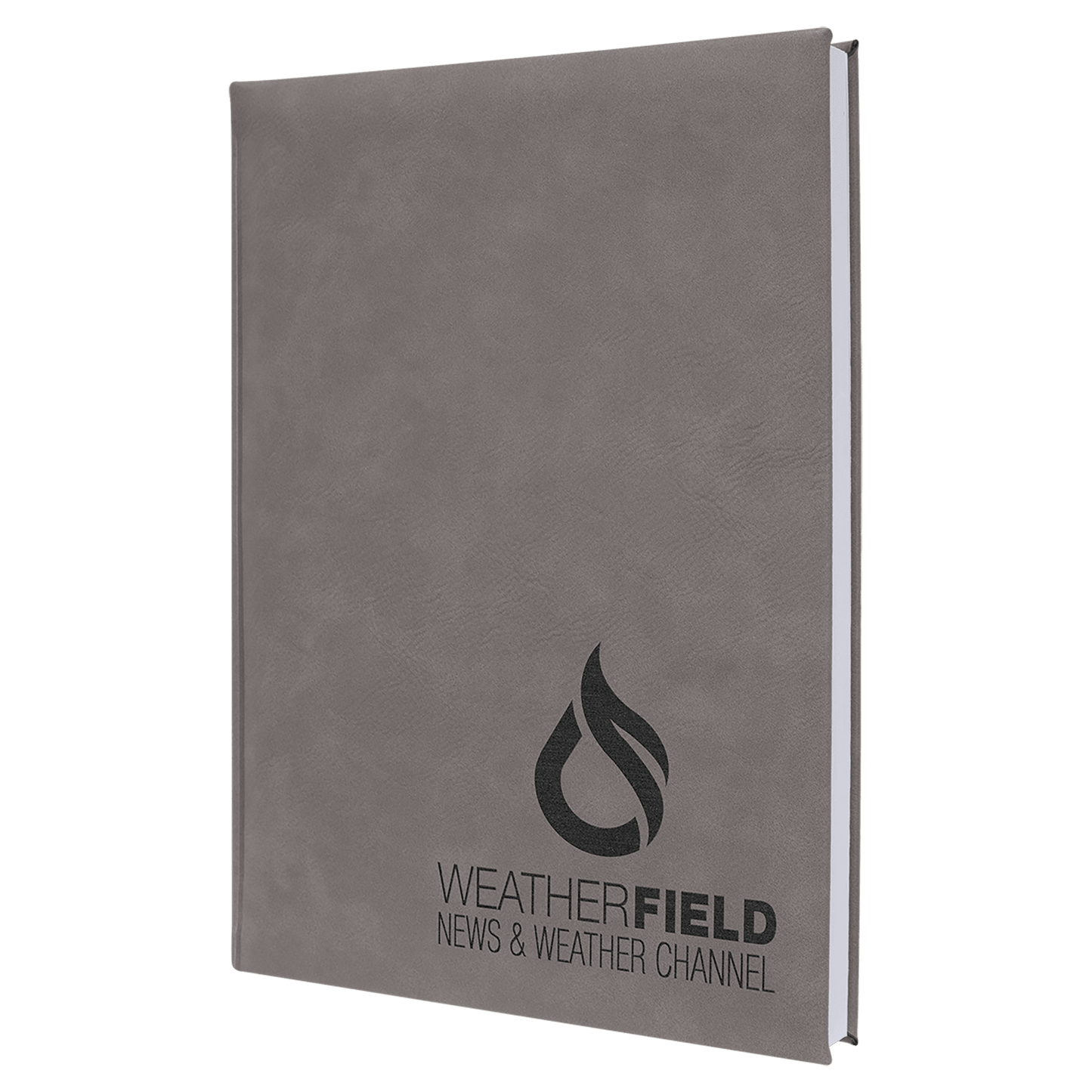 Custom 7" x 9 3/4" Vegan Leather Bound Journal with Notepad and Engraved Logo