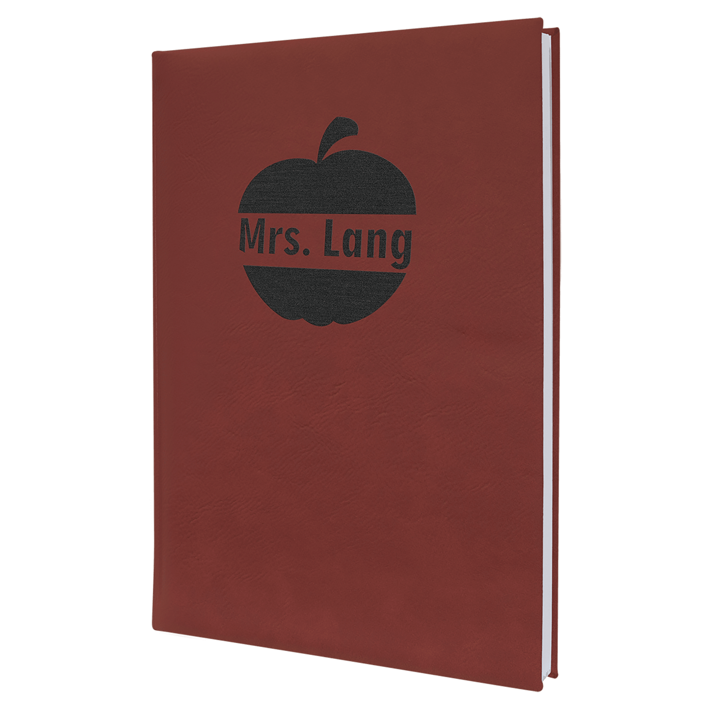 Custom 7" x 9 3/4" Vegan Leather Bound Journal with Notepad and Engraved Logo