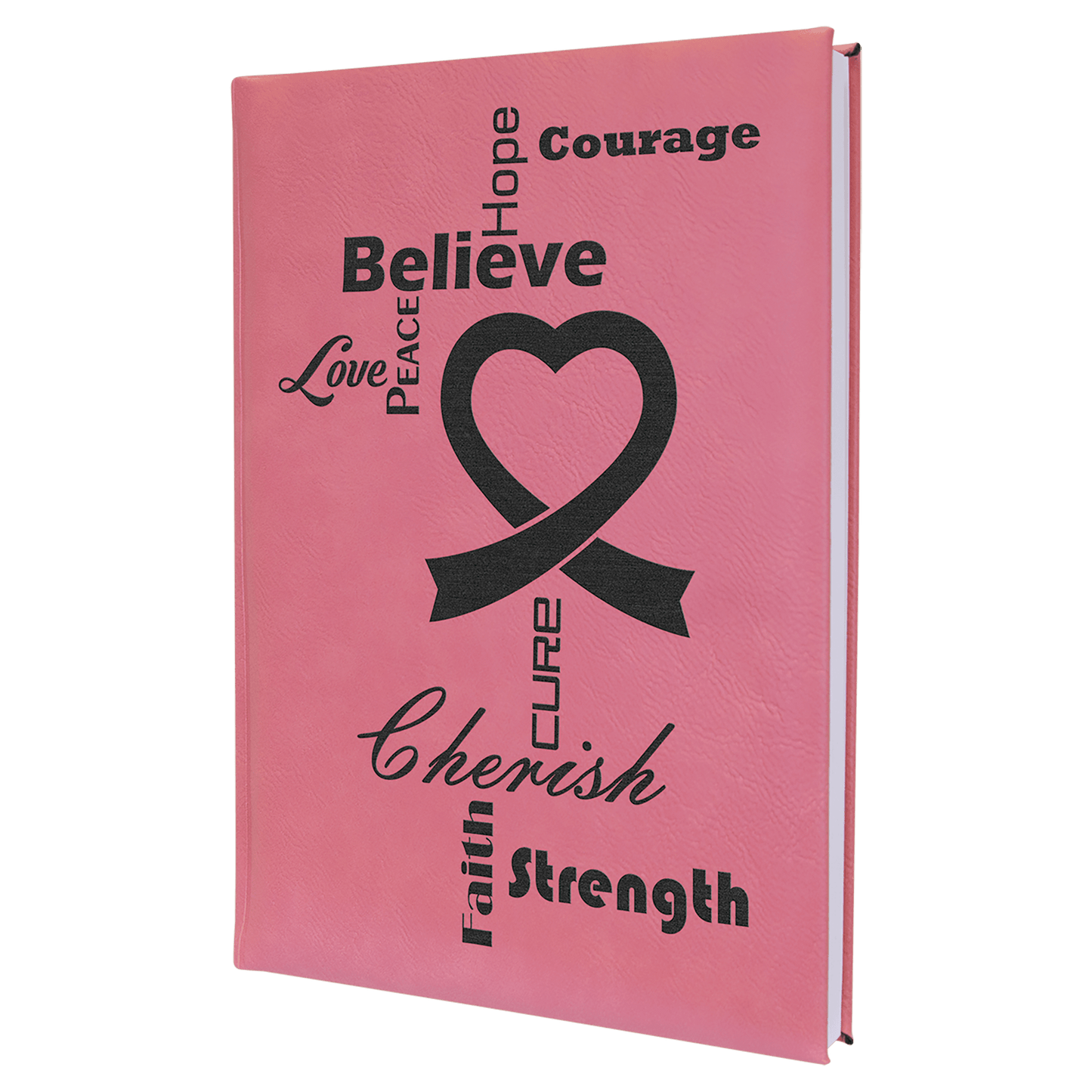 Custom 7" x 9 3/4" Vegan Leather Bound Journal with Notepad and Engraved Logo