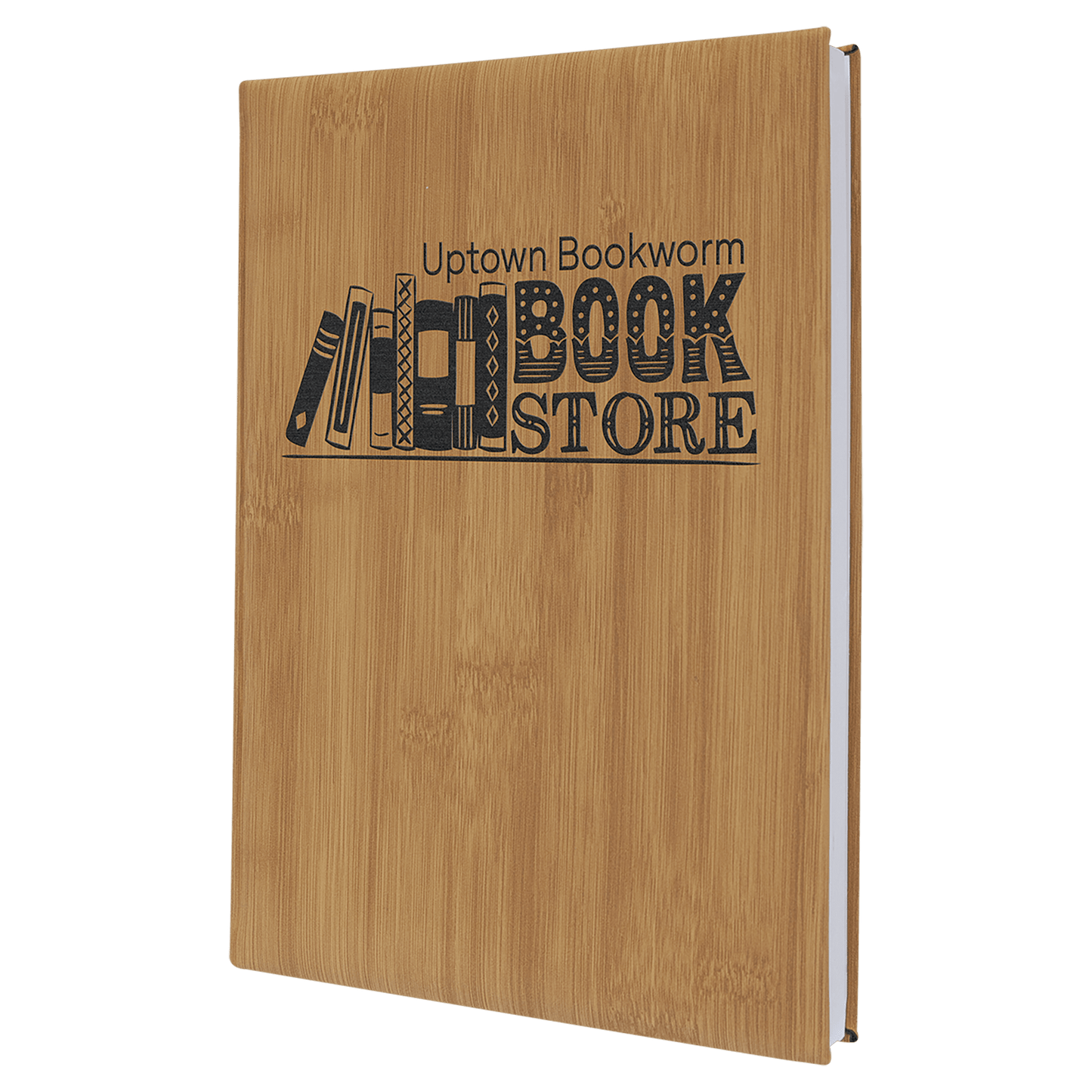 Custom 7" x 9 3/4" Vegan Leather Bound Journal with Notepad and Engraved Logo
