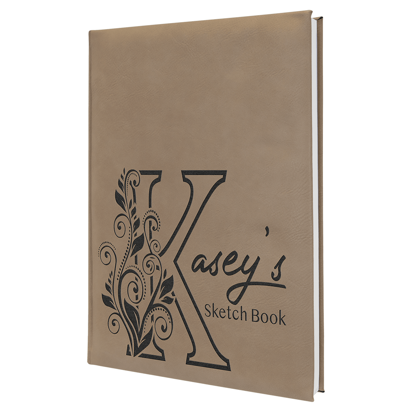 Custom 7" x 9 3/4" Vegan Leather Sketch Book with Engraved Logo