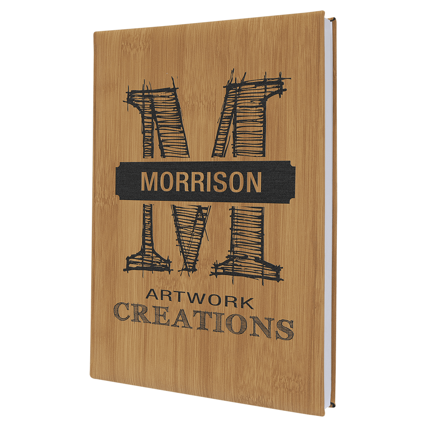 Custom 7" x 9 3/4" Vegan Leather Sketch Book with Engraved Logo