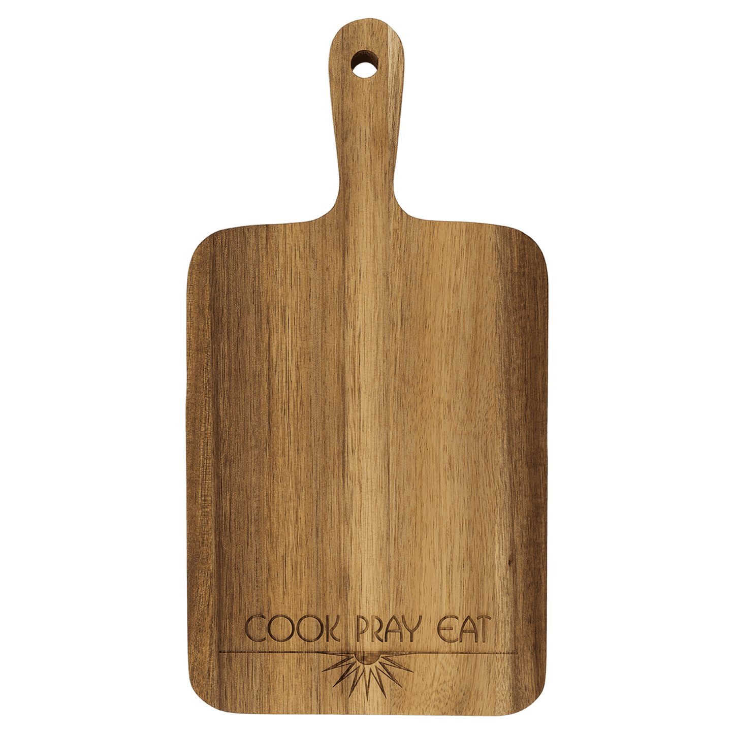 Custom Acacia Paddle Shaped Cutting Board with Engraved Logo