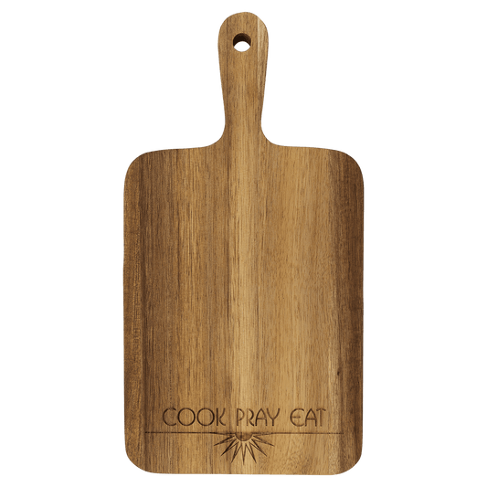 Custom Acacia Paddle Shaped Cutting Board with Engraved Logo