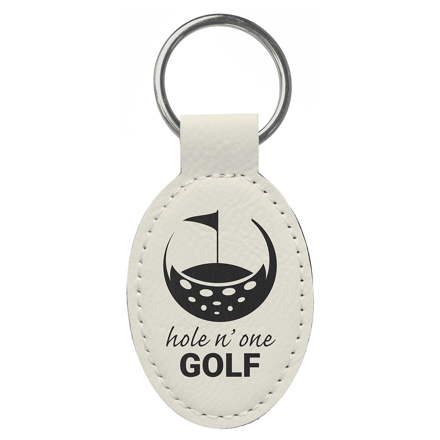 Custom Vegan Leather Oval Keychain with Laser Engraved Logo