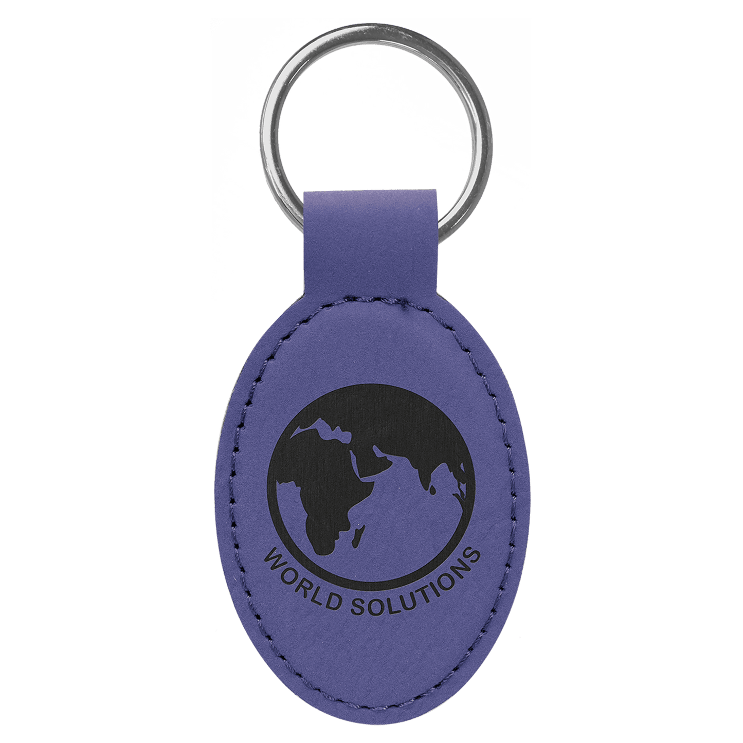 Custom Vegan Leather Oval Keychain with Laser Engraved Logo