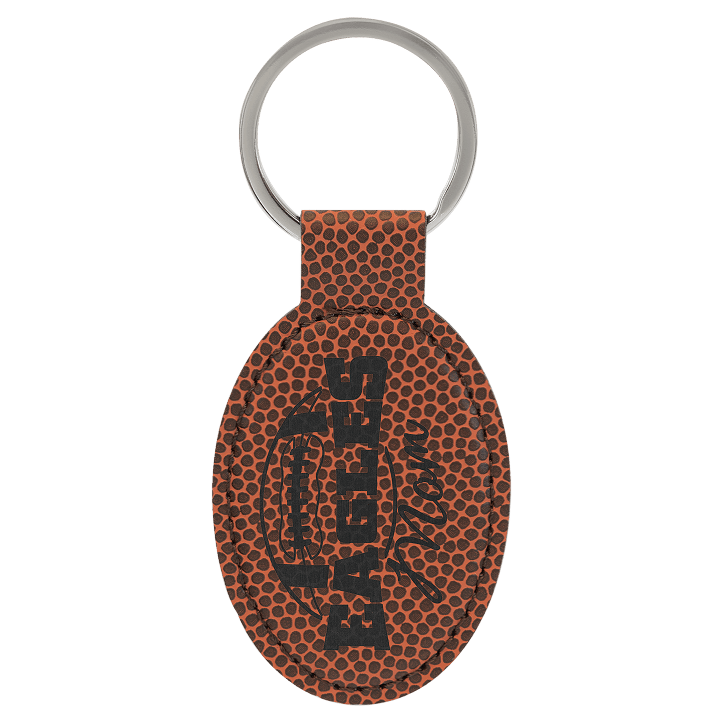 Custom Vegan Leather Oval Keychain with Laser Engraved Logo