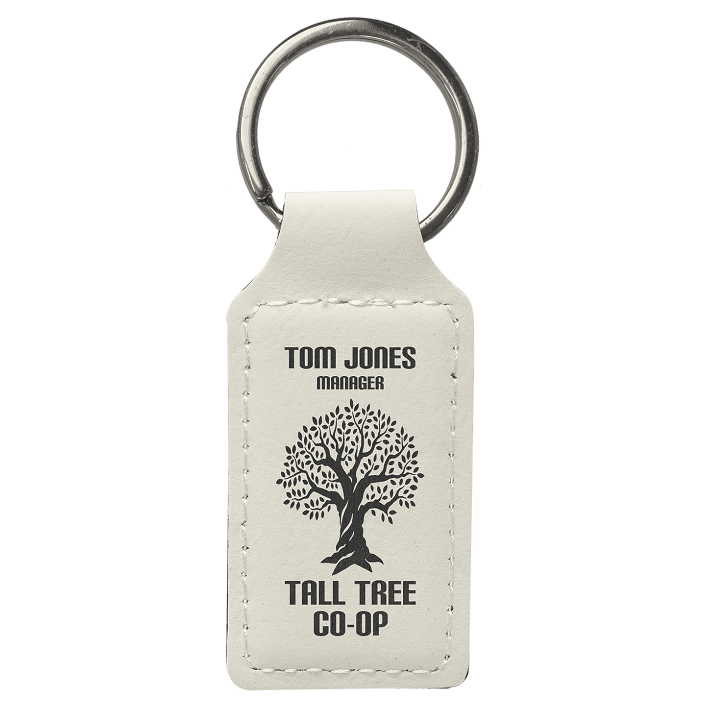 Custom Vegan Leather Rectangular Keychain with Laser Engraved Logo
