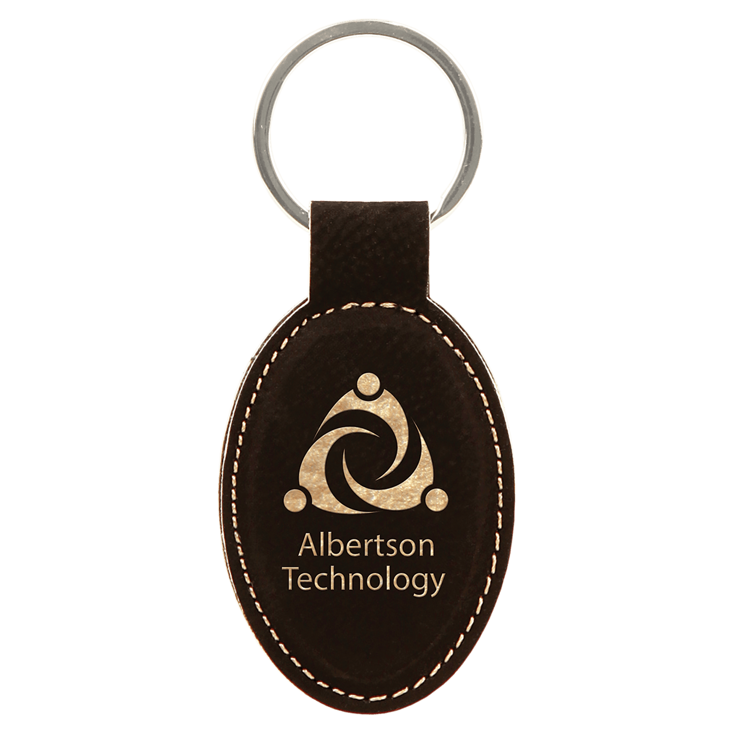 Custom Vegan Leather Oval Keychain with Laser Engraved Logo