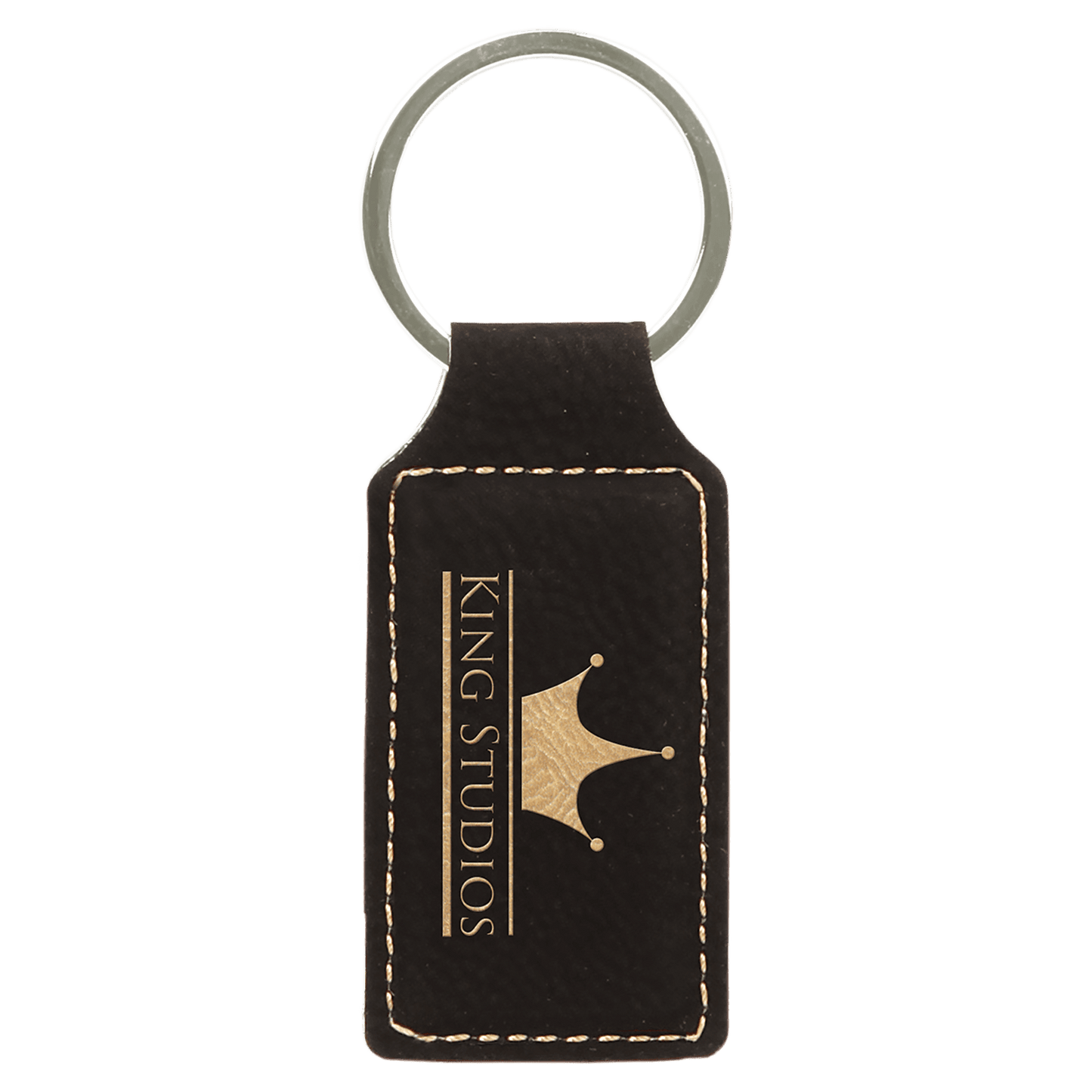 Custom Vegan Leather Rectangular Keychain with Laser Engraved Logo