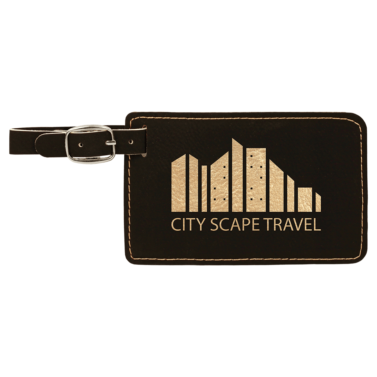 Custom Vegan Leather Luggage Tag with Laser Engraved Logo