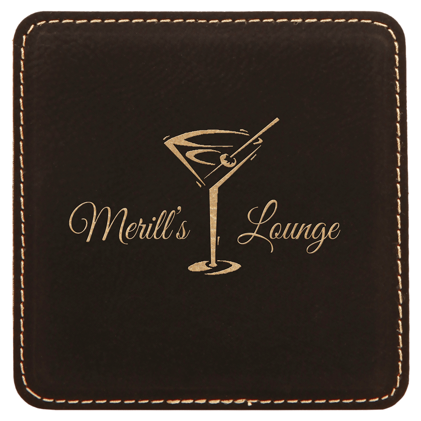 Custom Square 4" Vegan Leather Coaster Sets with Engraved Logo
