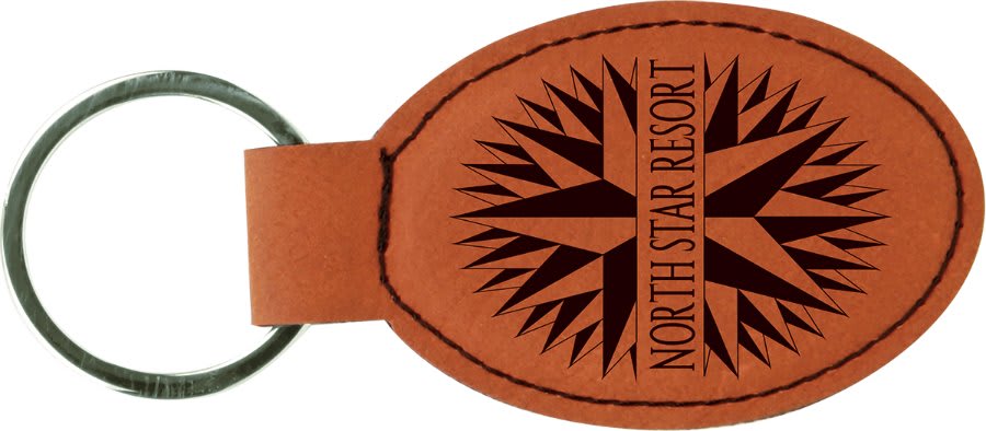 Custom Vegan Leather Oval Keychain with Laser Engraved Logo