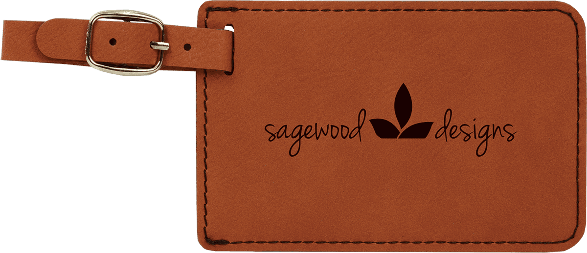 Custom Vegan Leather Luggage Tag with Laser Engraved Logo