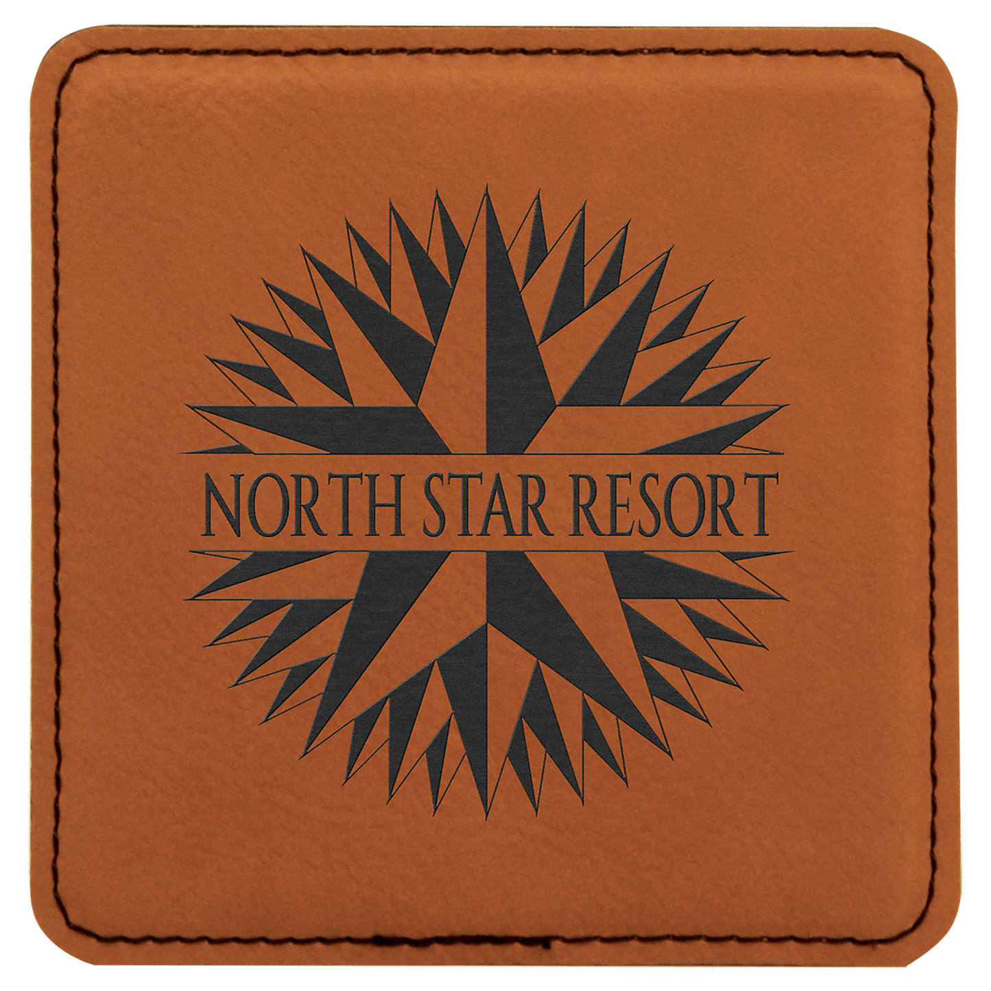 Custom Square 4" Vegan Leather Coaster Sets with Engraved Logo