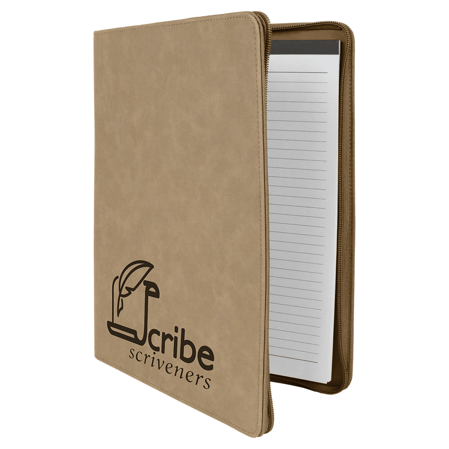 Custom Vegan Leather Zipper Portfolio with Engraved Logo
