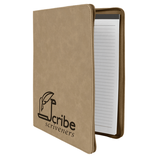 Custom Vegan Leather Zipper Portfolio with Engraved Logo