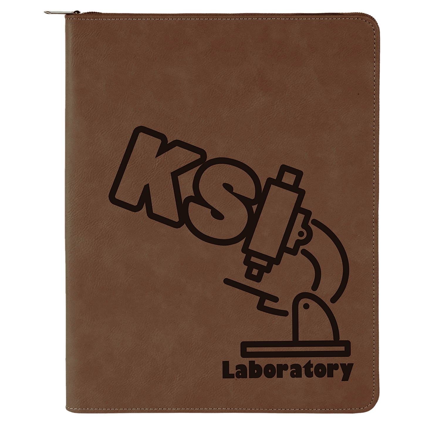 Custom Vegan Leather Zipper Portfolio with Engraved Logo