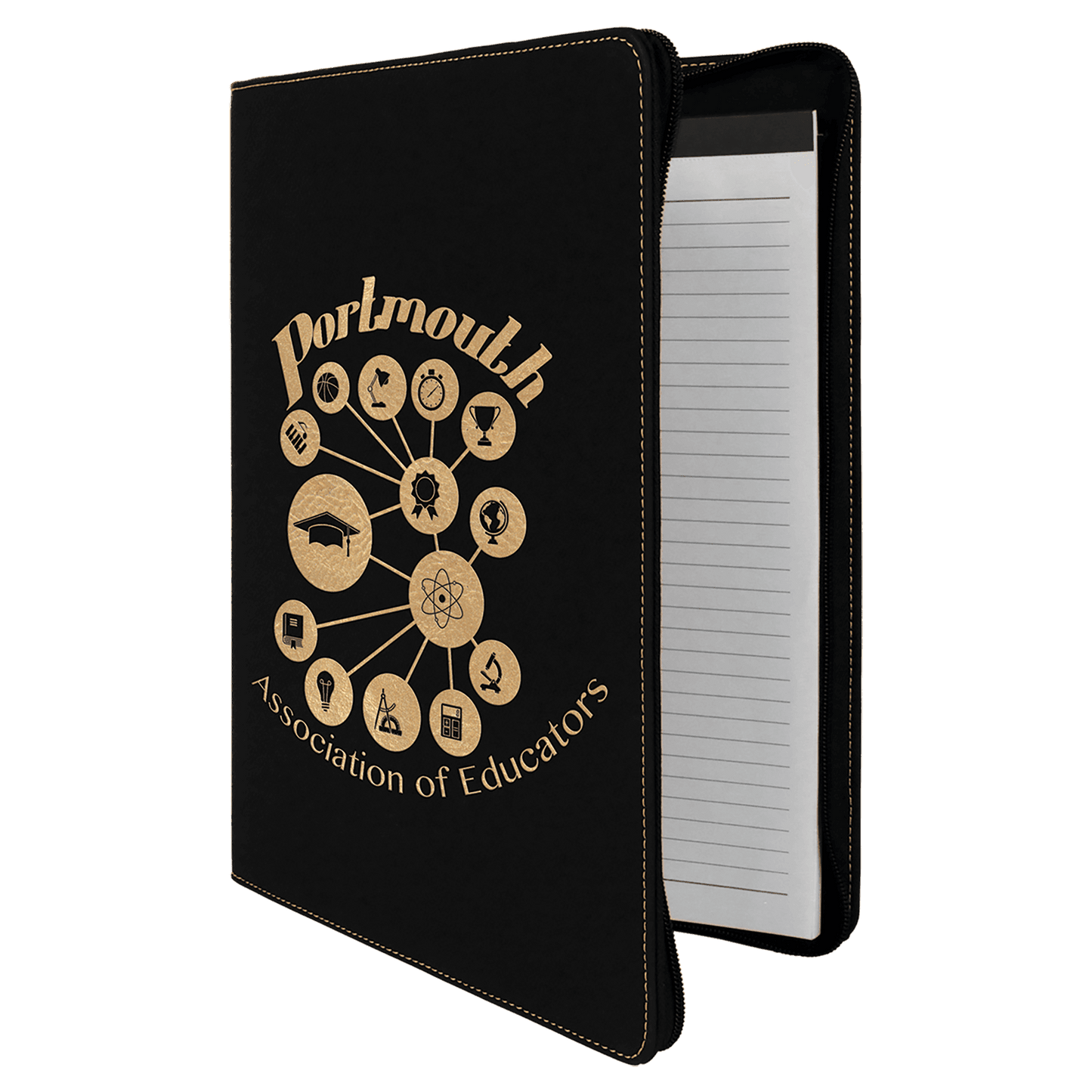 Custom Vegan Leather Zipper Portfolio with Engraved Logo