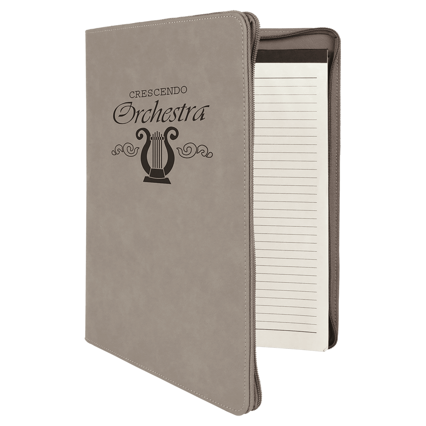 Custom Vegan Leather Zipper Portfolio with Engraved Logo