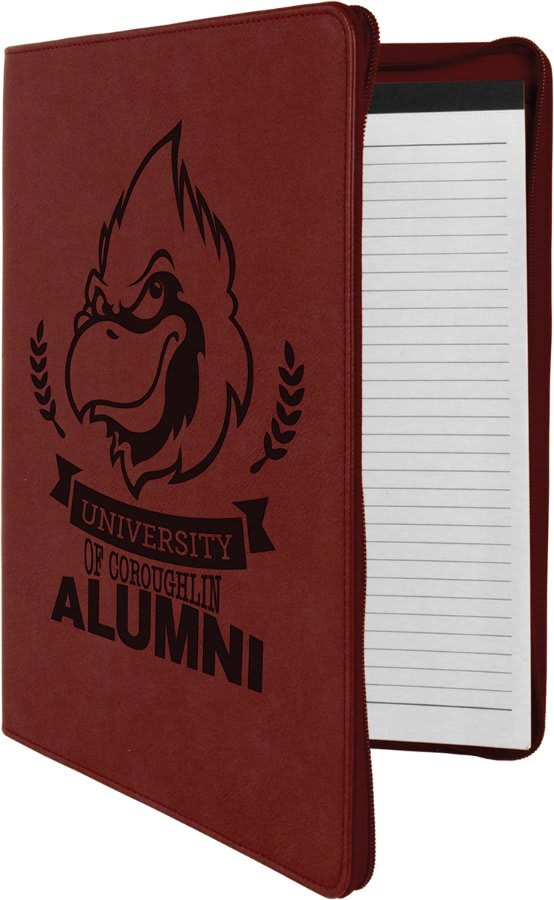Custom Vegan Leather Zipper Portfolio with Engraved Logo